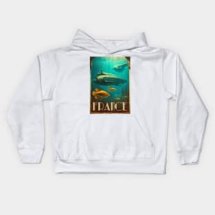 France Underwater Vintage Travel Art Poster Kids Hoodie